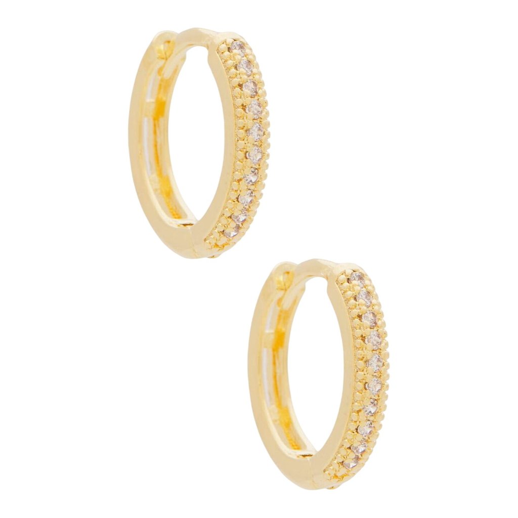 The M Jewelers Ny The Melrose Huggies In Gold New Womens Small Hoops Crystals
